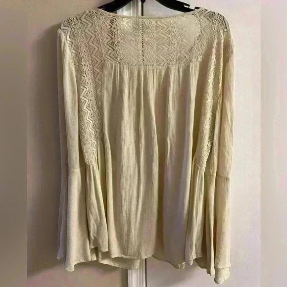 Chicos blouse pop‎ over bell sleeves boho beige Large - Picture 5 of 7